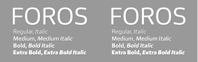 Foros‚ a new modern sans‚ by Paratype. One style: $ 5 till Dec 8; $ 25 after Dec 8.