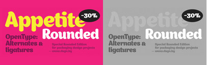 Appetite Rounded‚ a rounded version of the Appetite Typeface. 30% off till May 9.