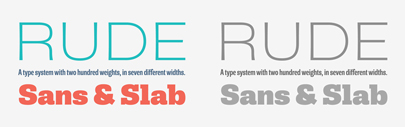 Rude by @DSType_Foundry: a type system with two hundred weights‚ in seven different widths.