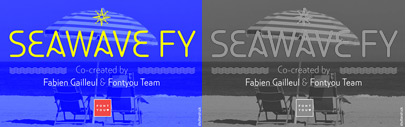 Seawave FY by @Fontyou‚ a sans serif with wavy shapes and seaworld dingbats