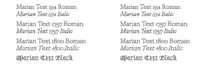 Marian now available in selected styles for text and the web