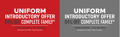 Uniform‚ a multi-width geometric type family designed around the circle. Uniform Complete Family is 84% off till Nov 15.